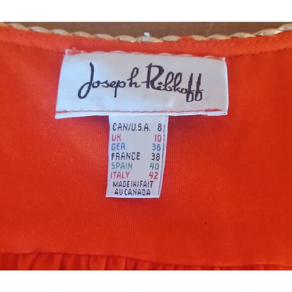 Joseph Ribkoff Orange Tank Dress Gold Braid on Collar Tensel Fabric Women's 8 - Picture 7 of 9